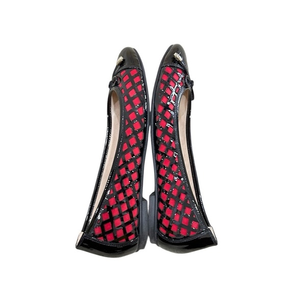 Fs/ny red & black patent laser cut round toe ballet flat shoes size 8 - Picture 6 of 9